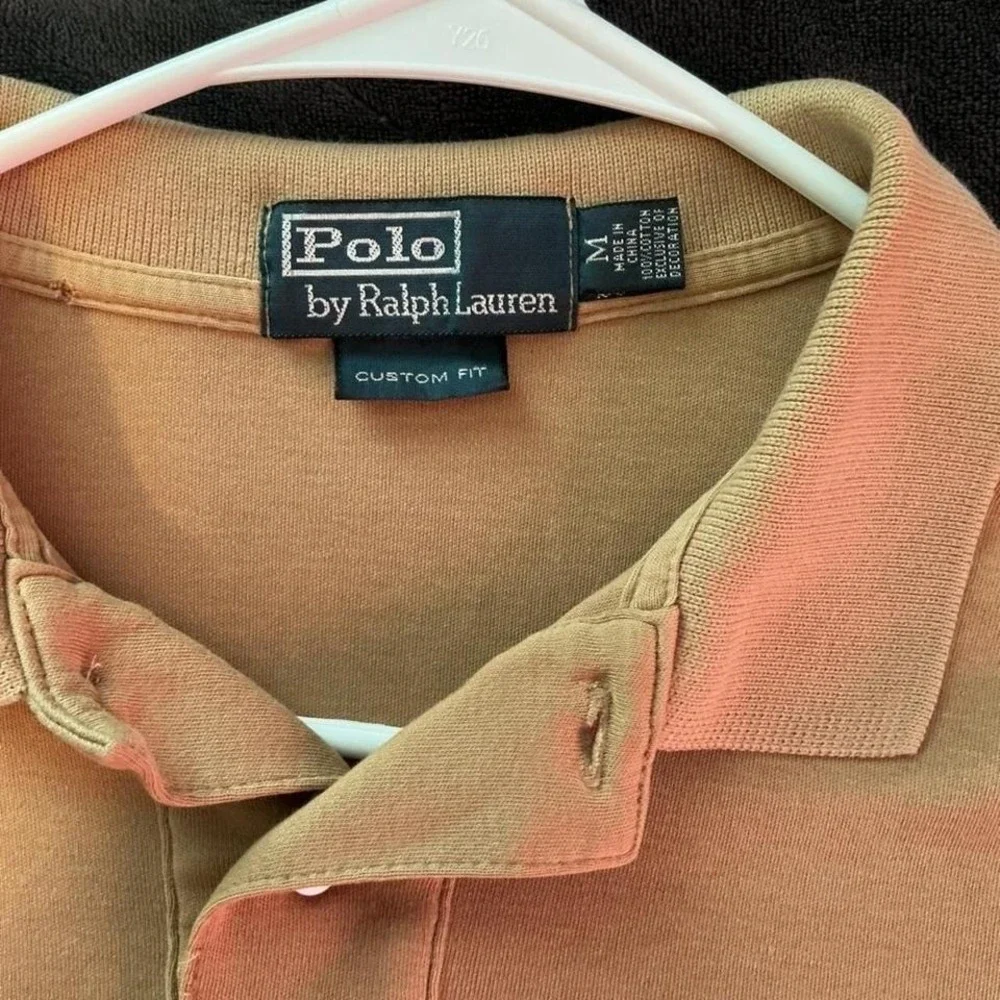 Polo By Ralph Lauren Men's Medium Custom Fit Tan/ Desert Sand White‎ Horse